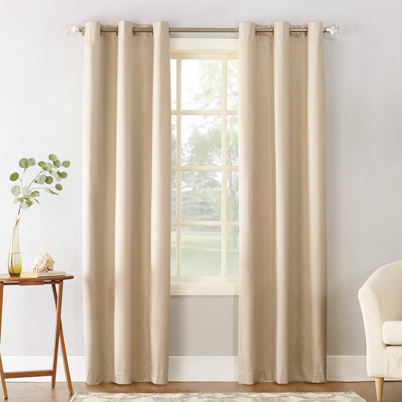 Sun Zero Cooper Thermal Insulated Energy Efficient Grommet Curtain Panel, 40" x 84", Linen - Image 1